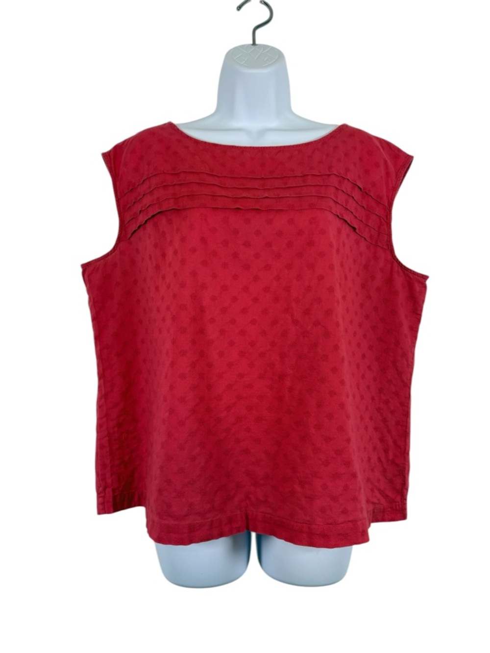 Lands’ End Red Textured Sleeveless Blouse Size 18P Petite Cotton Top